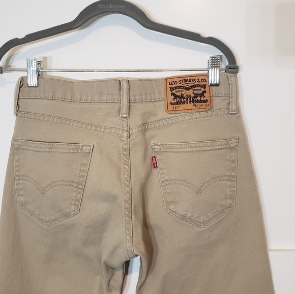 Levi's 511 Slim Fit Tan Mid Rise Jeans With Stretch 29 X 32 - Picture 9 of 16